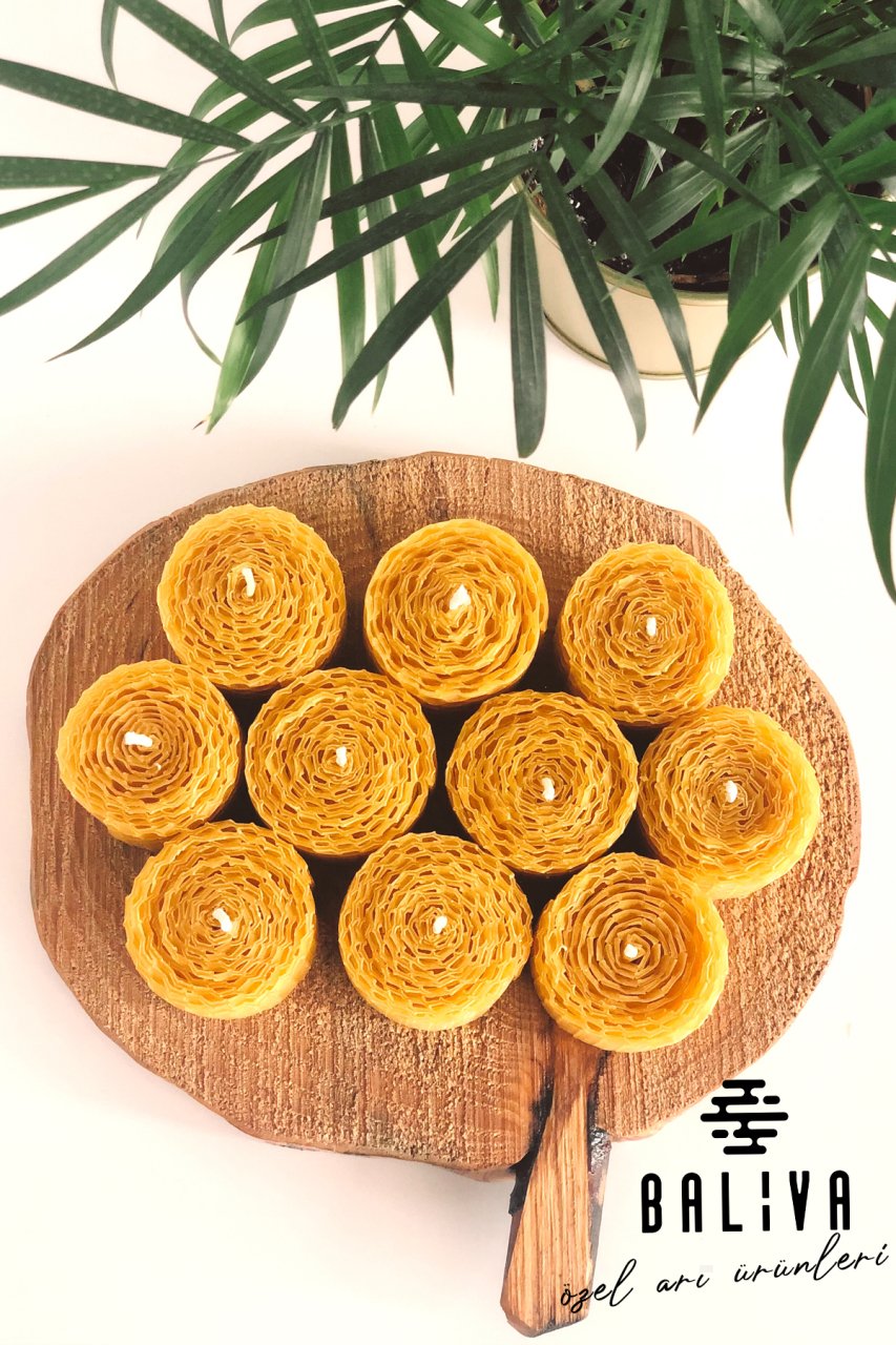 BALİVA %100 DOĞAL EL YAPIMI BAL MUMU 10'LU TEALIGHT SETİ - MOZART BALMUMU