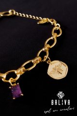 Taşlı Gold Bileklik - Arılı