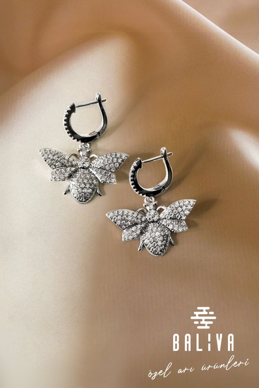 Arılı Silver Küpe - Zirkon