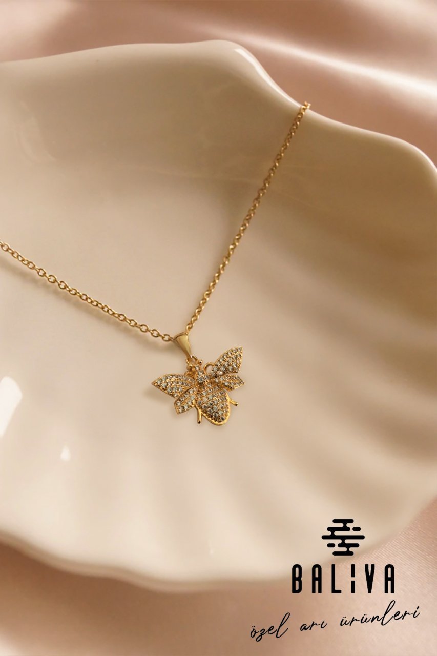 Arılı Gold Kolye - Zirkon